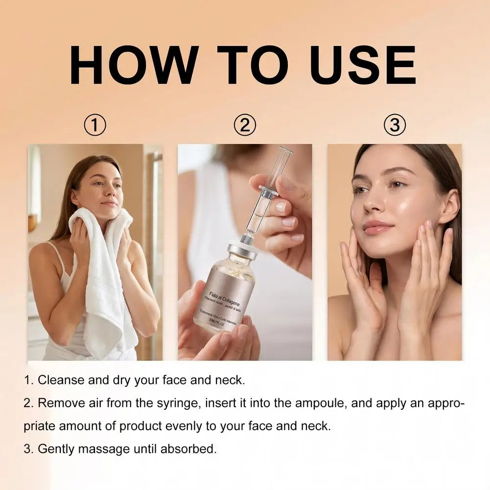 Collagen Silk Peptide Firming Ampoule 30ml,Hydrating Face Serum for Dry Skin, Smooths Fine Lines & Restores Elasticity Skincare