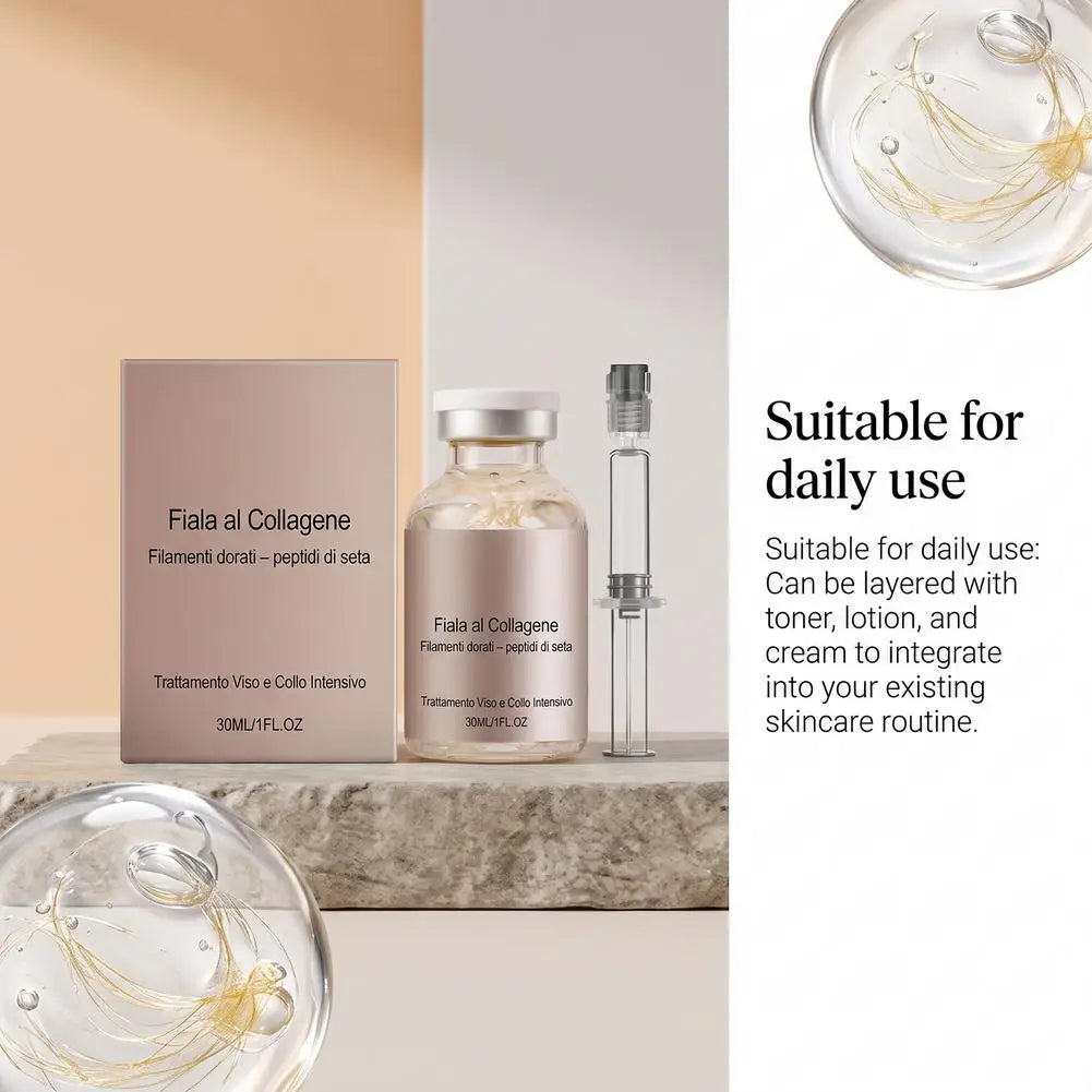 Collagen Silk Peptide Firming Ampoule 30ml,Hydrating Face Serum for Dry Skin, Smooths Fine Lines & Restores Elasticity Skincare
