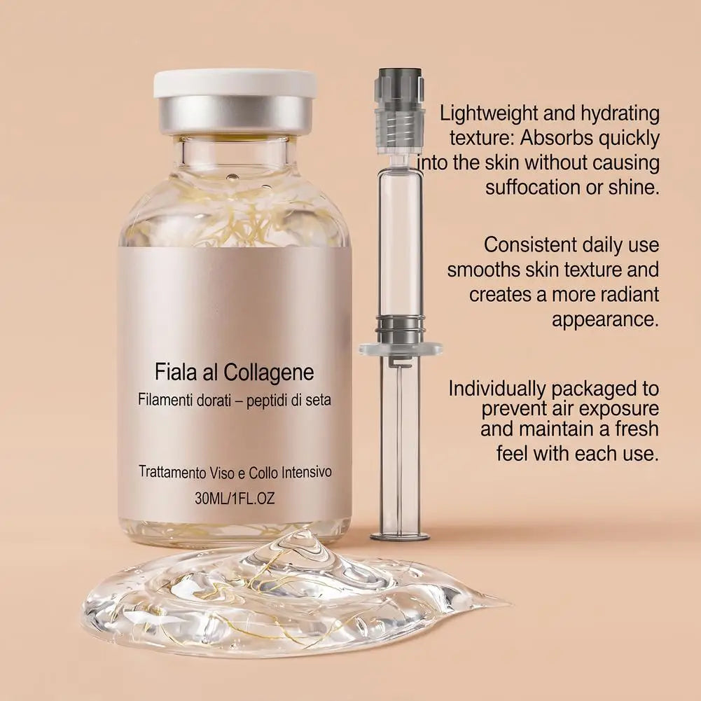 Collagen Silk Peptide Firming Ampoule 30ml,Hydrating Face Serum for Dry Skin, Smooths Fine Lines & Restores Elasticity Skincare