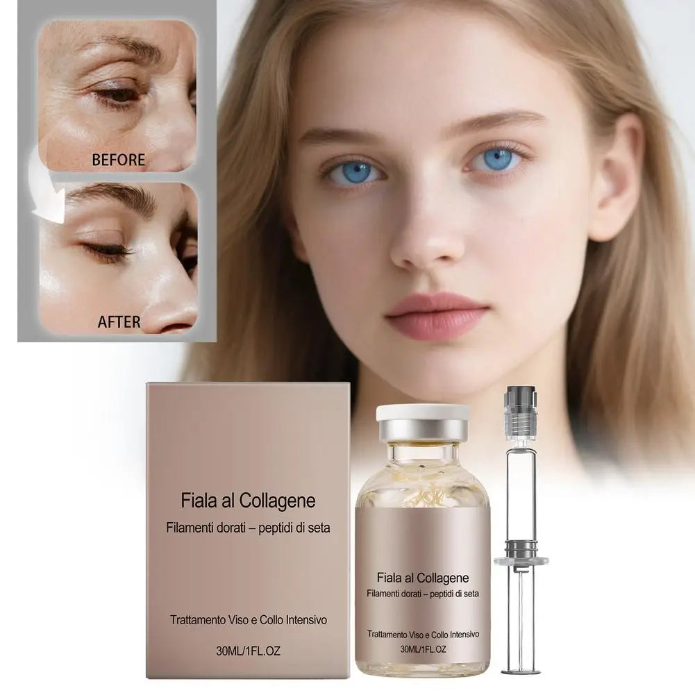 Collagen Silk Peptide Firming Ampoule 30ml,Hydrating Face Serum for Dry Skin, Smooths Fine Lines & Restores Elasticity Skincare
